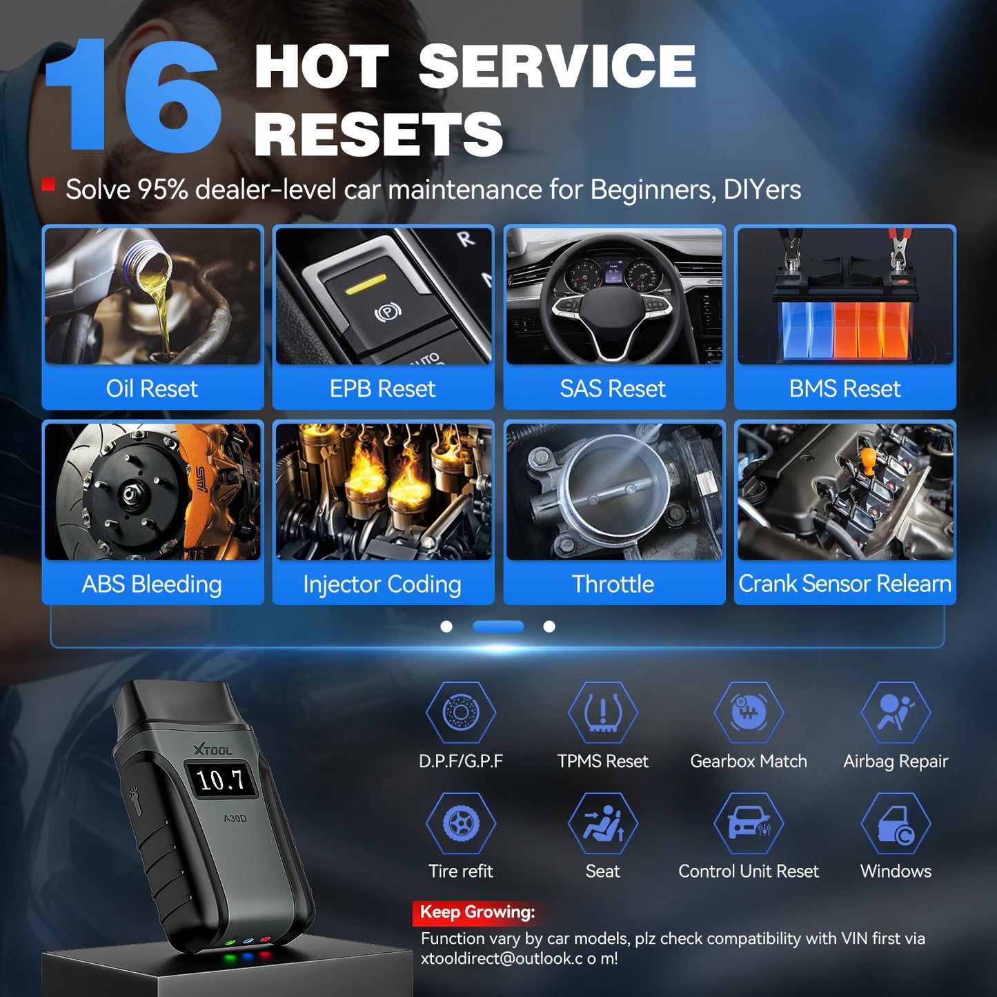 XTOOL Anyscan A30D BT OBD2 Scanner Full System 16+ Service Bidirectional Scan Tools Lifetime Free Update CAN FD FCA Andriod IOS