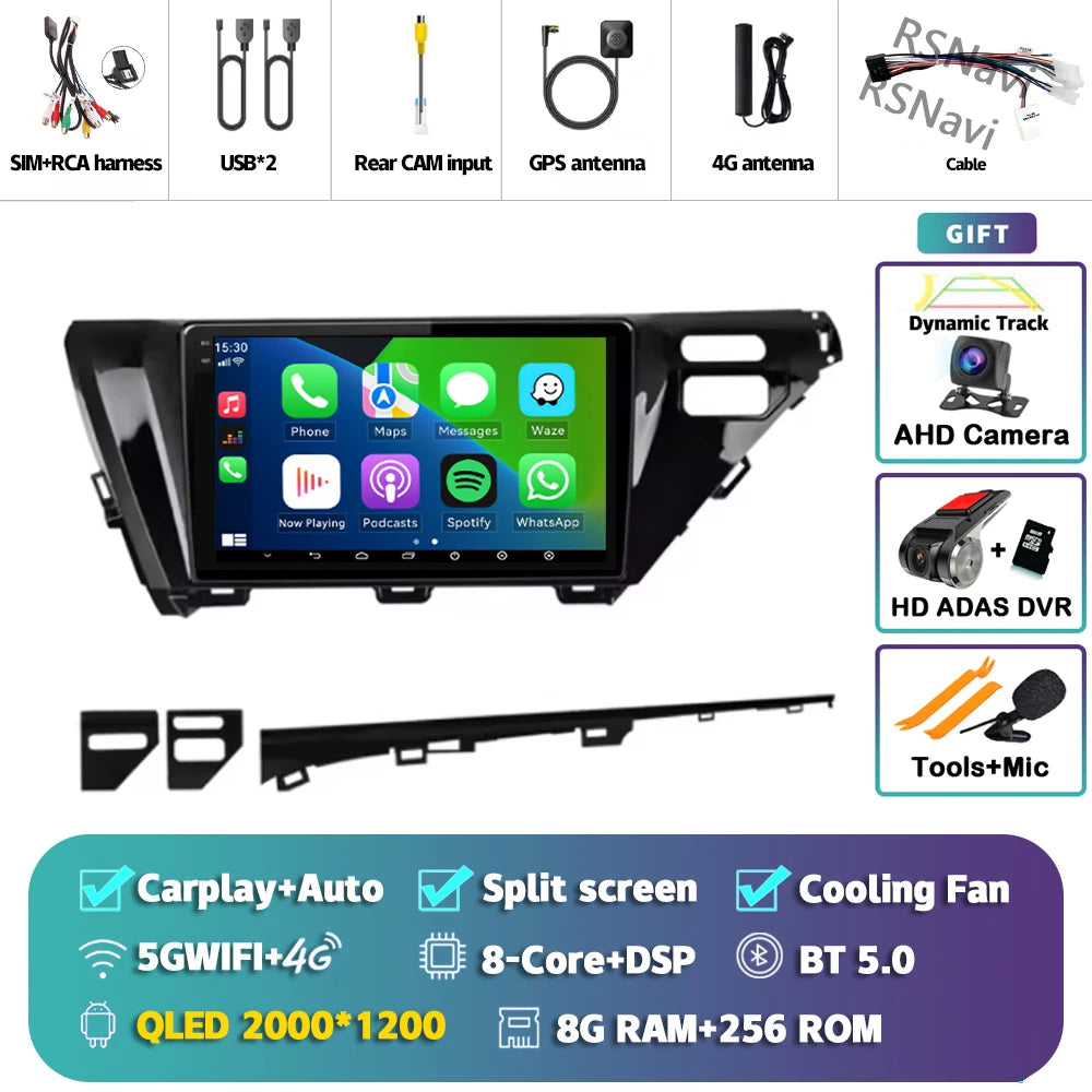 Android 14 Carplay Auto Car Radio For Toyota Camry 8 XV 70 2017 2018 2019 2020 Navigation Video Player Multimedia Stereo DSP GPS