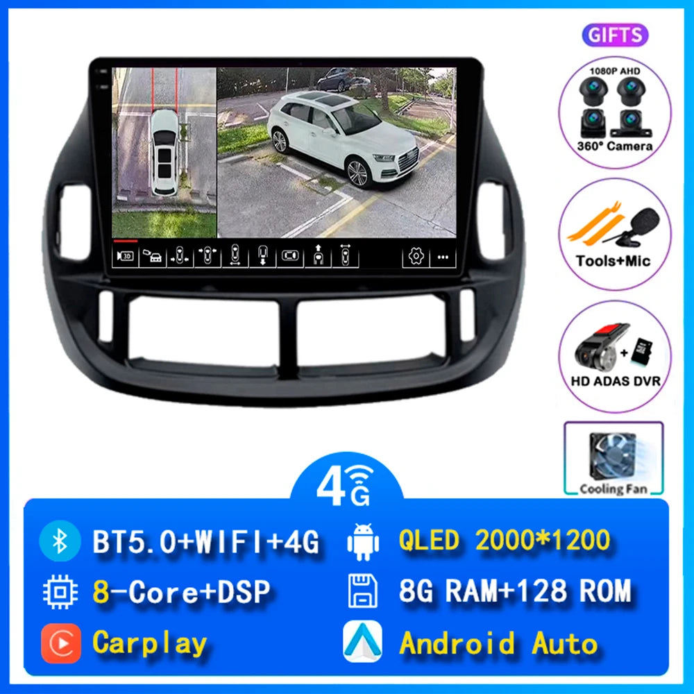 Android 14 Carplay Car Radio For Toyota Estima ACR30 2000 2001 2002 -2005 Navigation DSP Multimedia Player stereo wifi+4G BT GPS