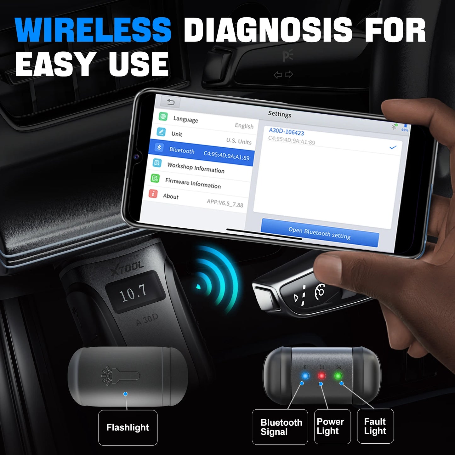 XTOOL A30D OBD2 Scanner Full System Code Reader With CAN FD 13 Special Functions Diagnostic Tool for All Car