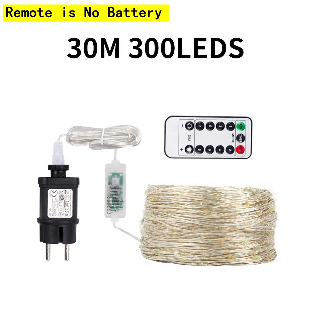 10M-200M LED String Lights Street Fairy Lights Christmas Lights Tree Garland For Outdoor Home Party New Year Wedding Decoration