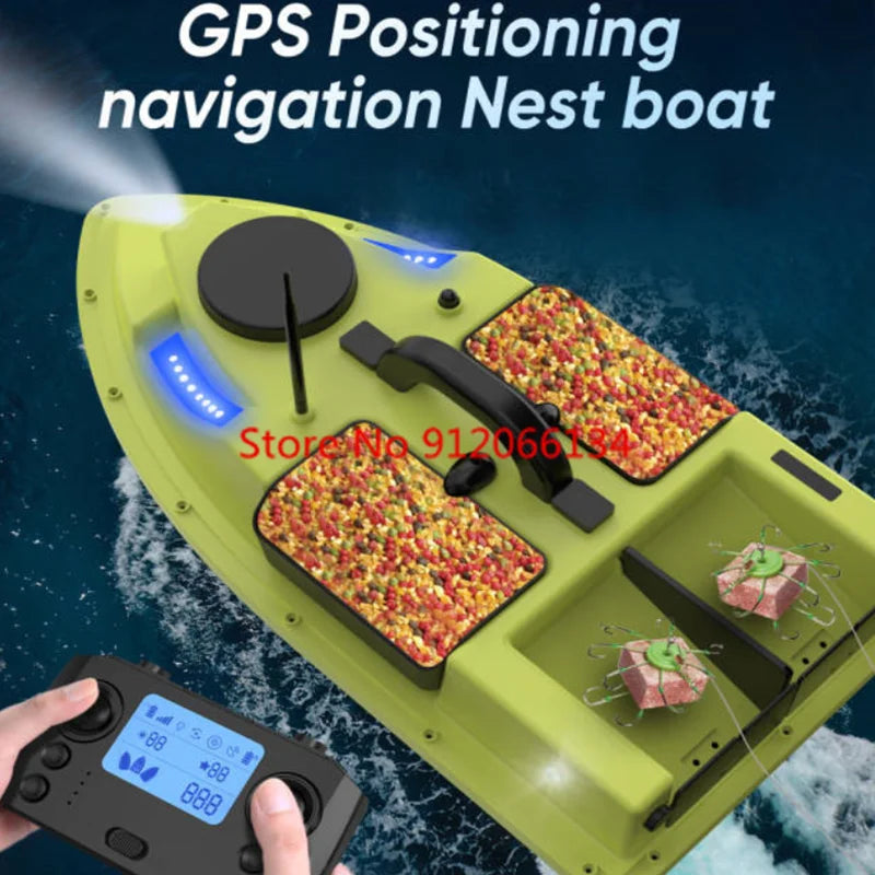 99GPS Smart Cruise Sonar Fish Finder High Speed RC Fishing Boat 4Hopper 600M 3KG Waterproof Lighting Remote Control RC Bait Boat