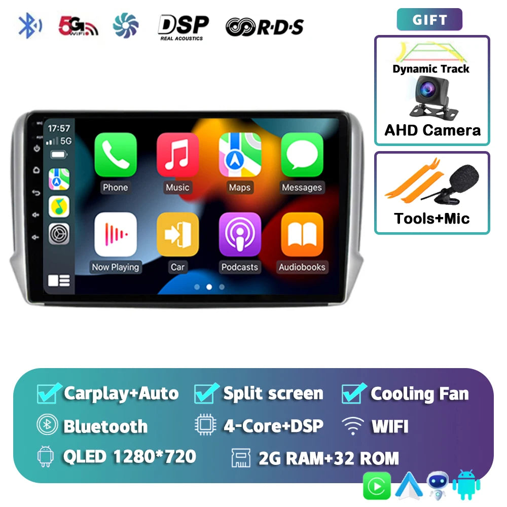 Android 14 For Peugeot 2008 208 2012-2018 Car Radio Multimedia Player Navigation GPS Wireless Carplay Android Auto Stereo 2Din
