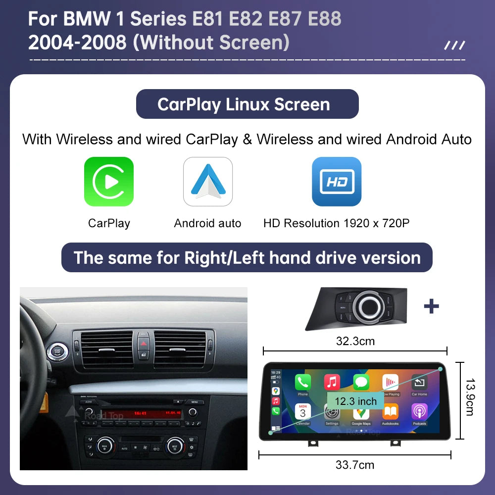 Wireless CarPlay Android Auto Car Multimedia Screen For BMW 1 Series E81 E82 E87 E88 CCC CIC System Touch Display Car Radio