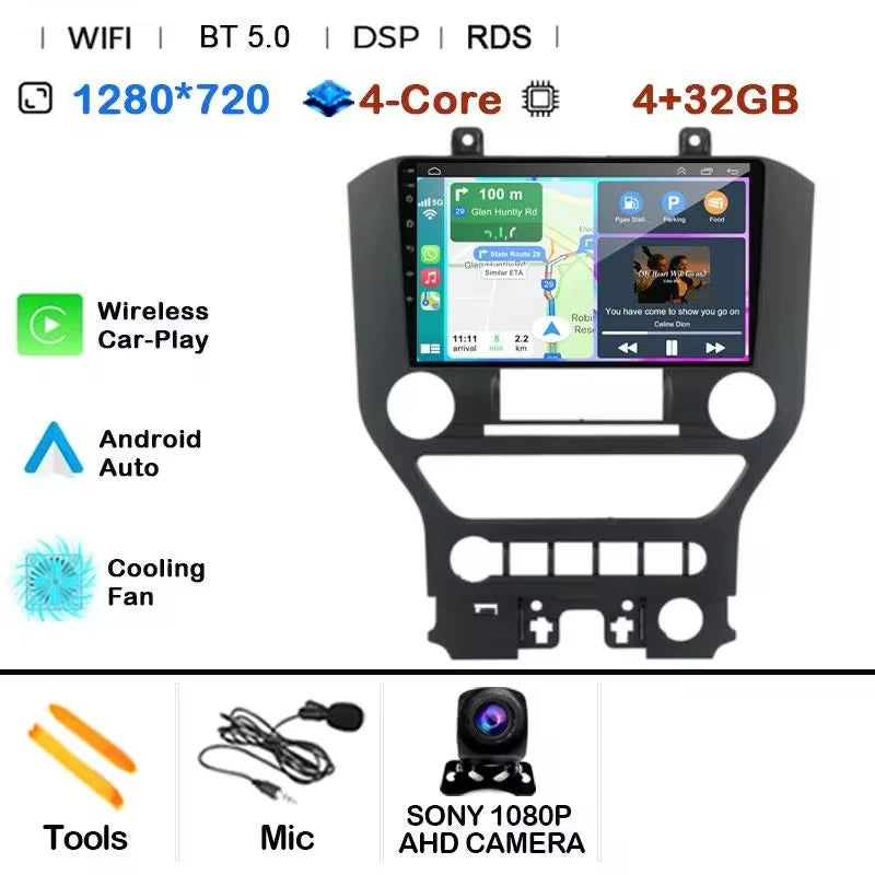 Android 14 9'' Car Radio For Ford Mustang 6 VI S550 2014 - 2021 Auto Carplay Multimedia Vedio player Navigation GPS 4G WIFI GPS