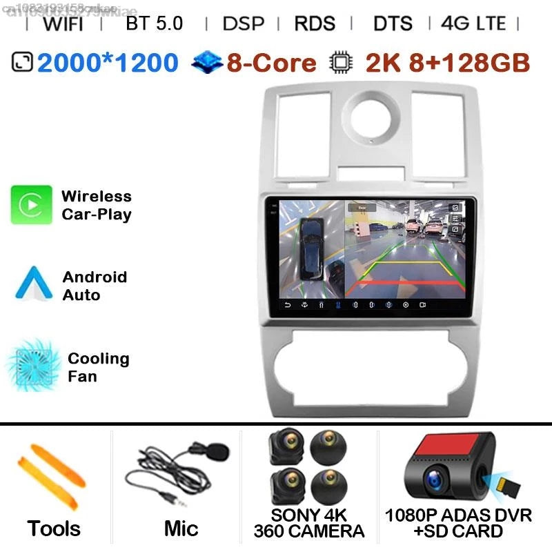 Android 14 For Chrysler 300/300C 2004-2011 Car Radio Stereo Wifi Navi Multimedia Video Player Autoradio 2Din 9in GPS Navi Maps