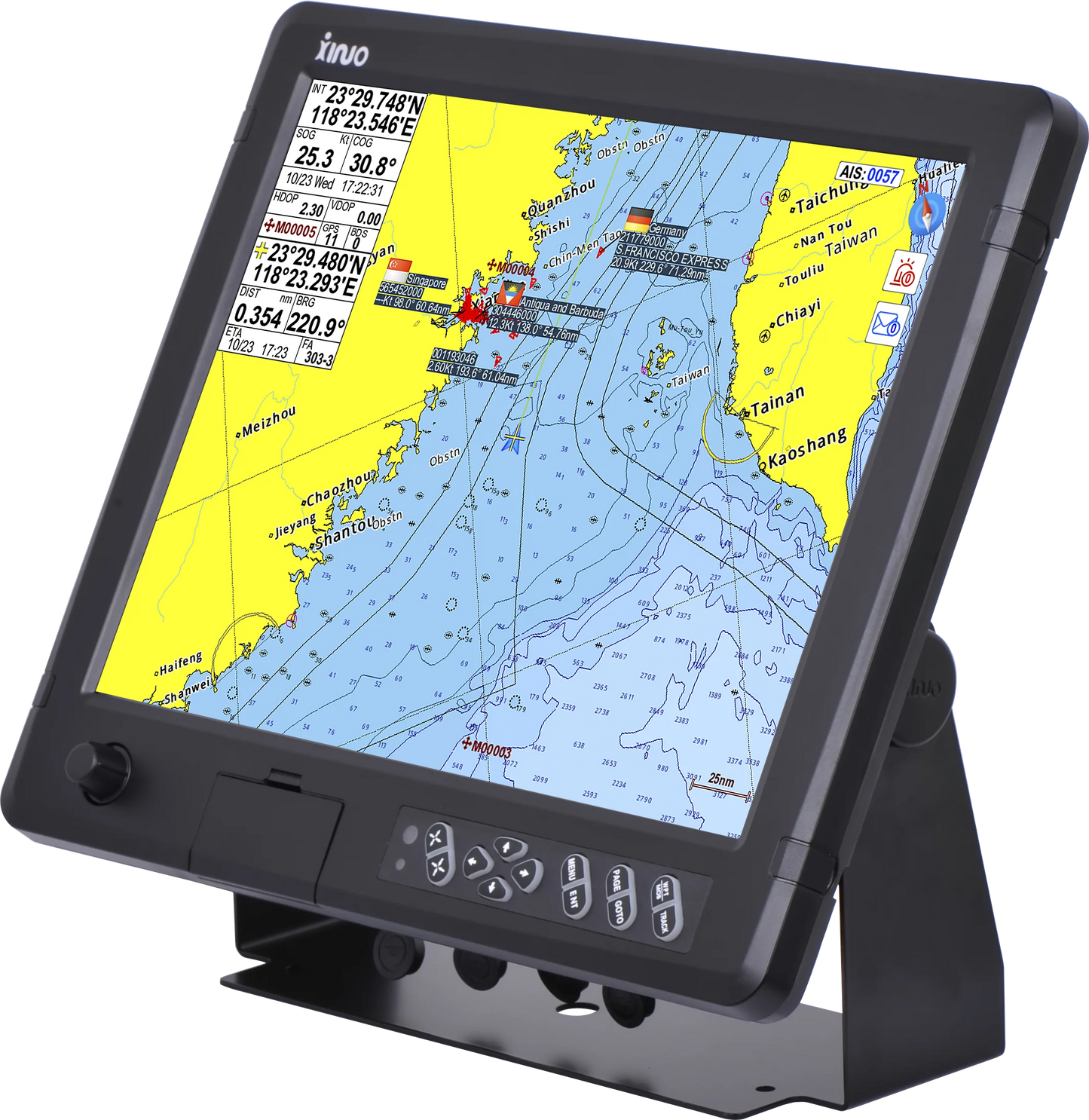 XINUO 15" Marine AIS Chartplotter Class B GNSS & GPS & Beidou Duail Positioning Chart Plotter HM-5915 for ship navigation