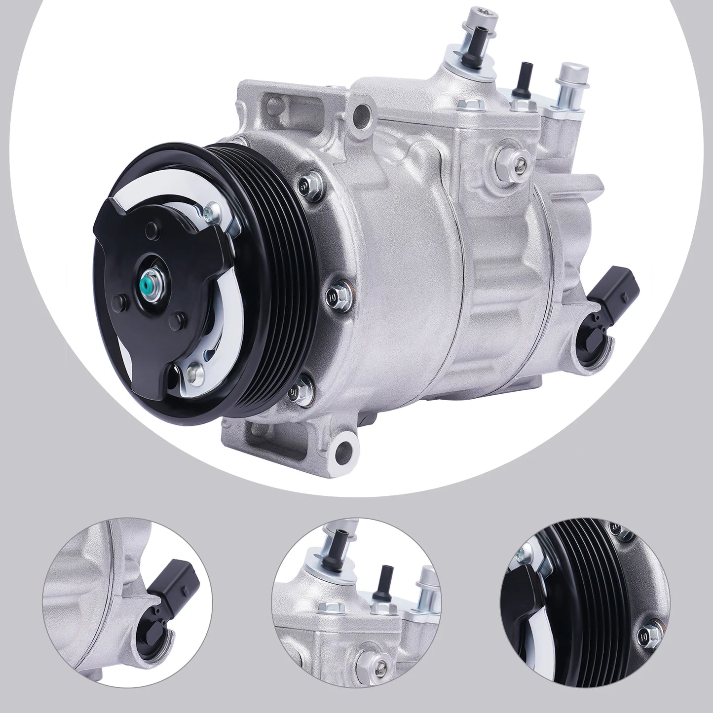 12V 125 Amps Air Conditioning Compressor AC Clutch Kit for Cars and Trucks Silver Energy-saving Air Conditioning Compressor