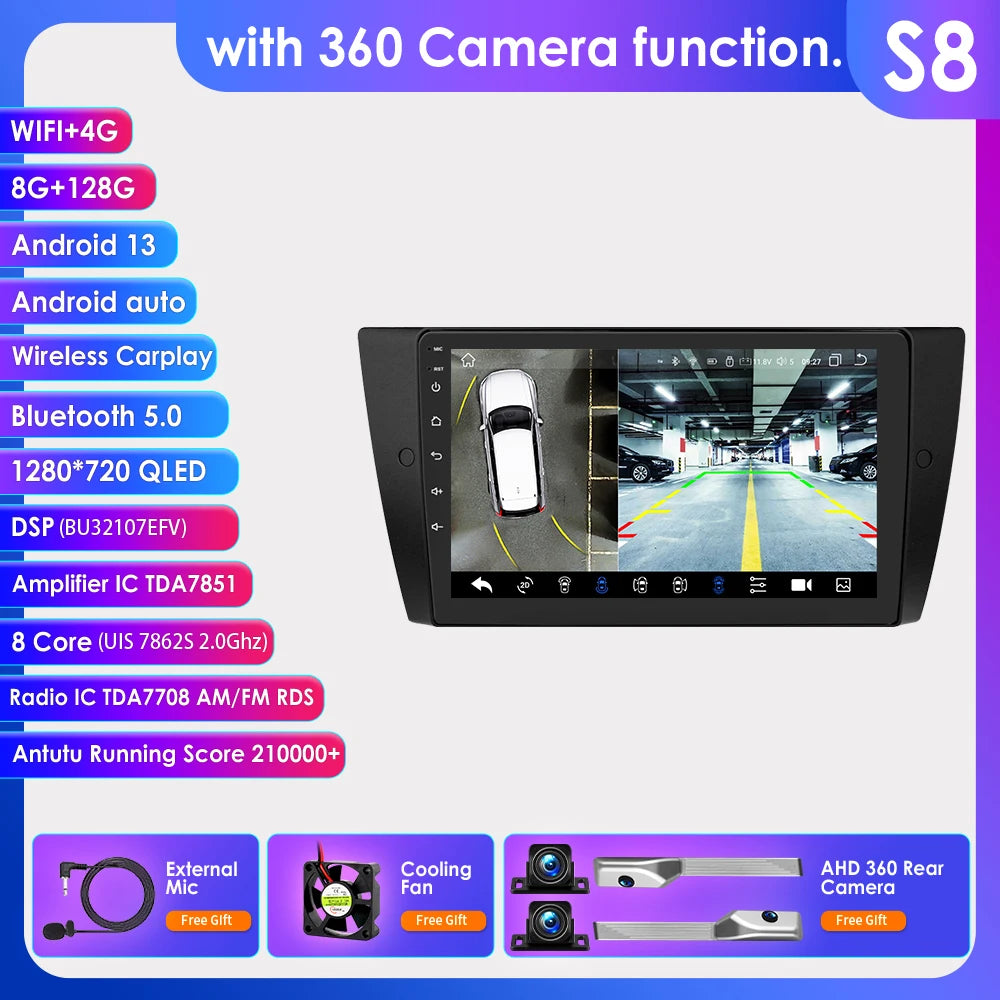 Hizpo Car Radio For BMW 3 Series E90 E91 E92 E93 2006-2012 Stereo Multimedia Wireless CarPlay Android Auto No 2 din 2din DVD RDS