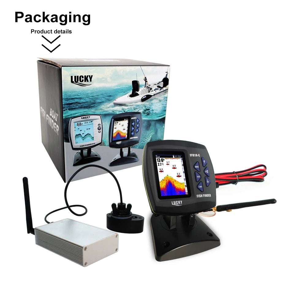 LUCKY New Wireless Boating FF918-CWLS 980 Feet Range 45 Degrees Wireless Operating Range Fishing Remote Control Fish Finder