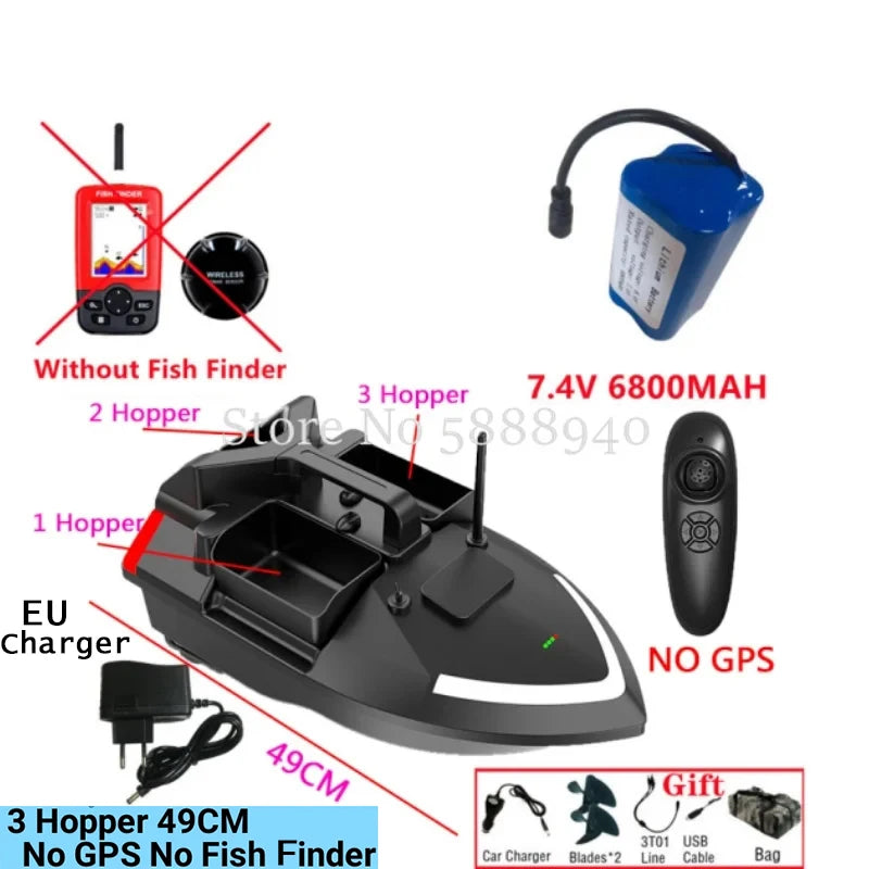 99GPS Smart Cruise Sonar Fish Finder High Speed RC Fishing Boat 4Hopper 600M 3KG Waterproof Lighting Remote Control RC Bait Boat