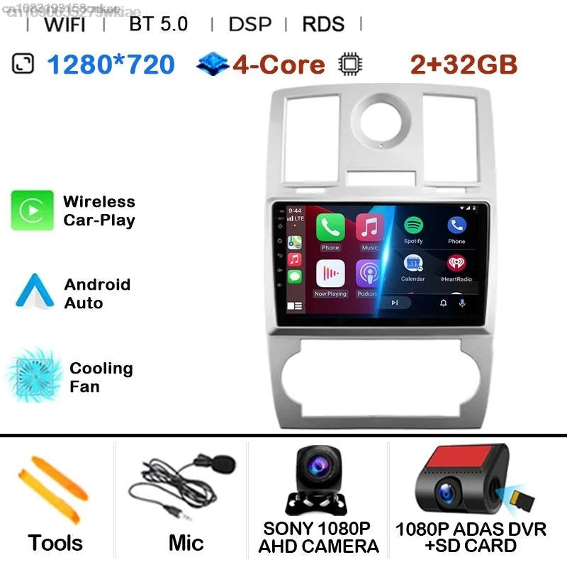 Android 14 For Chrysler 300/300C 2004-2011 Car Radio Stereo Wifi Navi Multimedia Video Player Autoradio 2Din 9in GPS Navi Maps