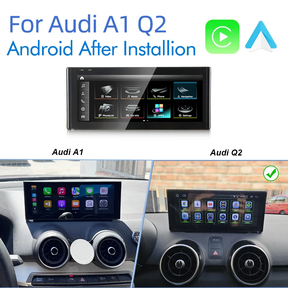 Android 14 Auto Radio CarPlay For Audi A1 Q2 2010-2023 GPS Car Multimedia Player Navi Stereo DSP WIFI SIM BT IPS Touch Screen
