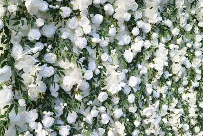 Uflower Mixed Flower White Rose Green Willow Leaf 5D Floral Wall Wedding Backdrop Event Party Decoration Props Wedding Decor