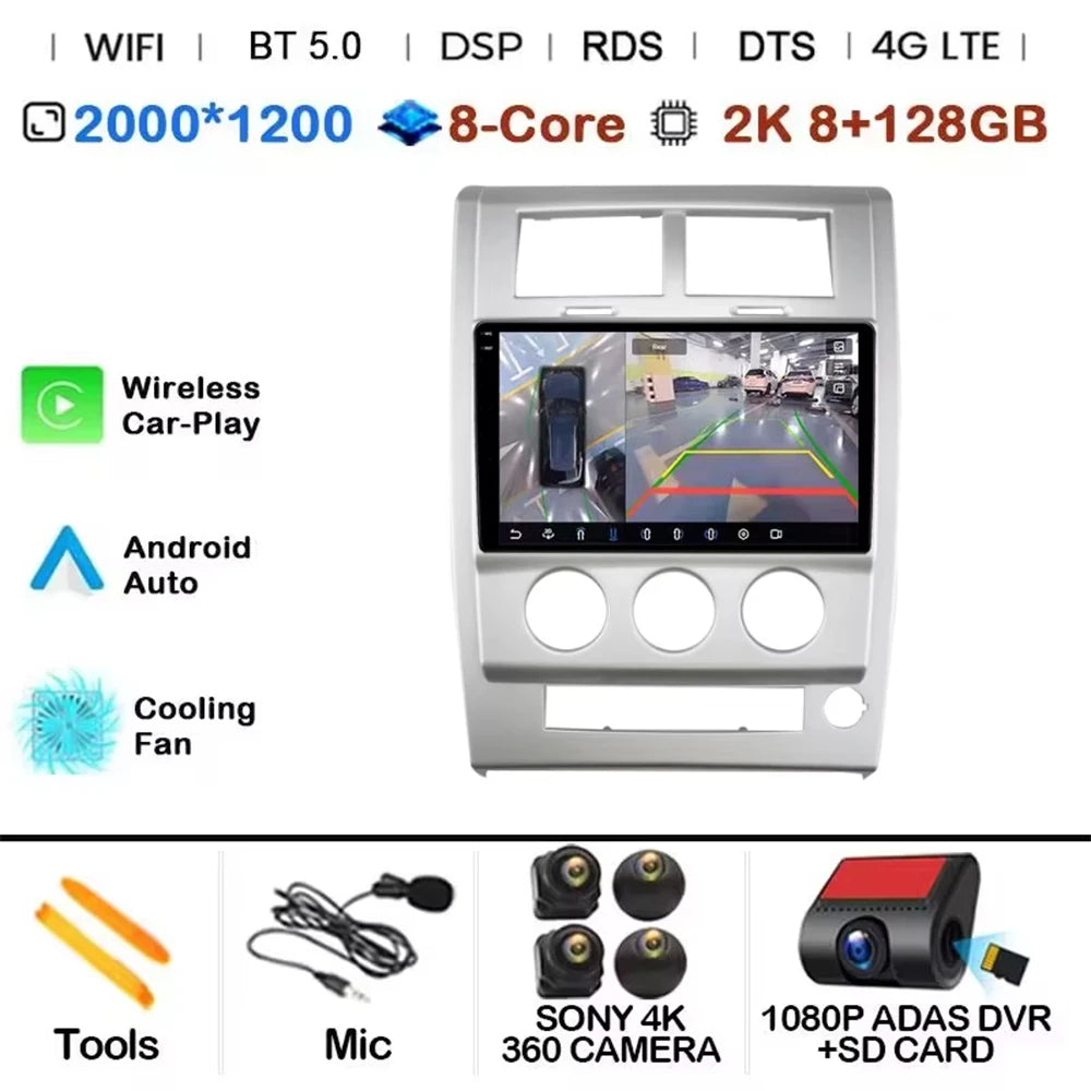 Android 14 Carplay+Auto For Jeep Cherokee KK Liberty 2007 - 2012 Car Radio Multimedia Video Player Navigation GPS 4G Autoradio