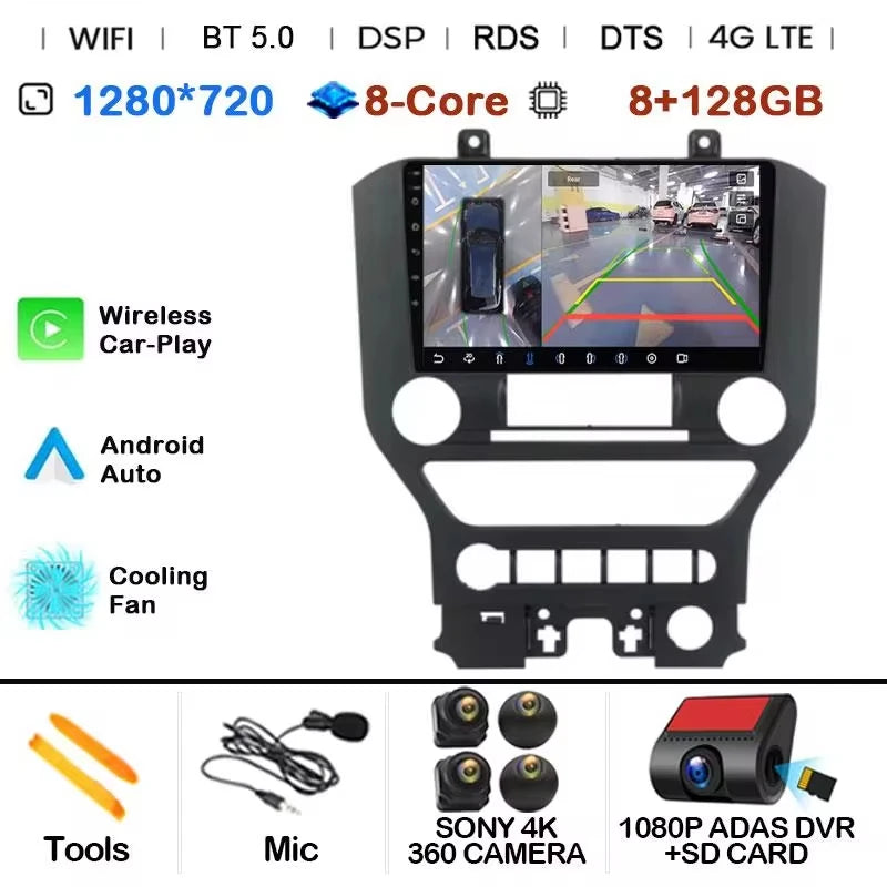 Android 14 9'' Car Radio For Ford Mustang 6 VI S550 2014 - 2021 Auto Carplay Multimedia Vedio player Navigation GPS 4G WIFI GPS