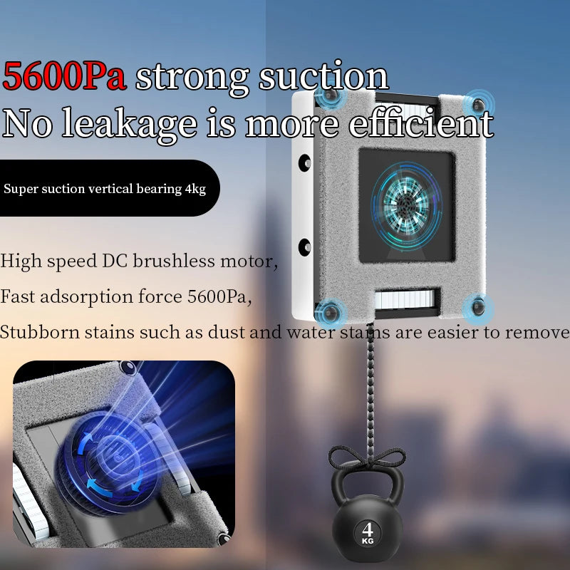 2025 Robotic Window Cleaner Wet Cleaning 5600Pa Strong Suction App Electric Glass Vacuum Wiper Cle