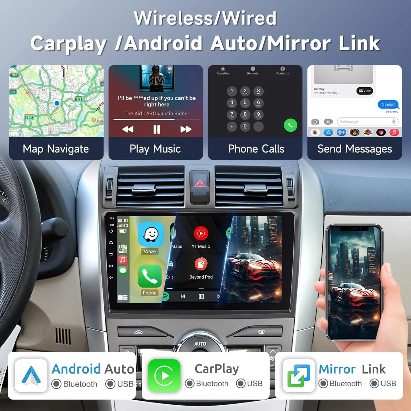 Android 14 Car Radio For Mitsubishi Xpander 2021 2022 Navigation GPS Multimedia Video Player Stereo wifi+4G Carplay Qualcomm DSP