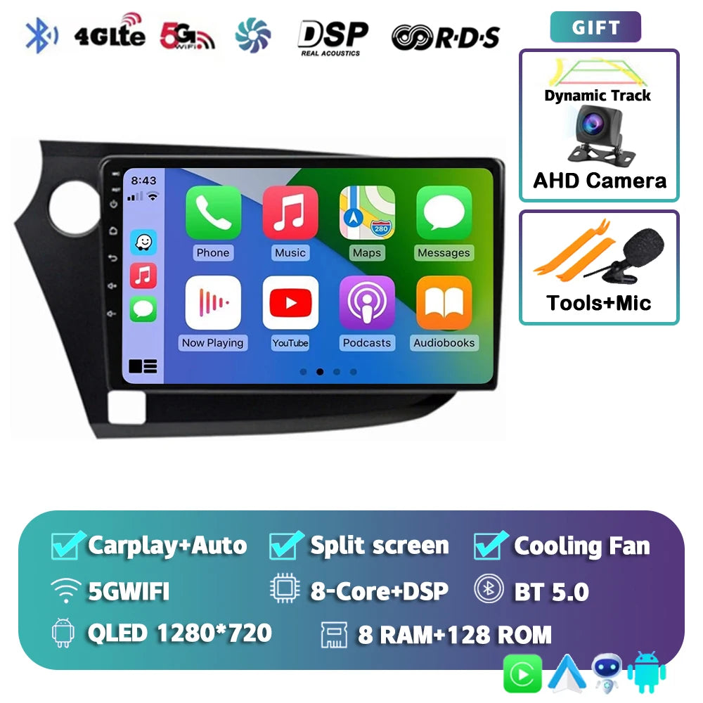 Android 14 Carplay Auto Car Radio Multimedia Player For HONDA INSIGHT 2009-2014 Navigation Autoradio GPS Stereo 2din Head Unit