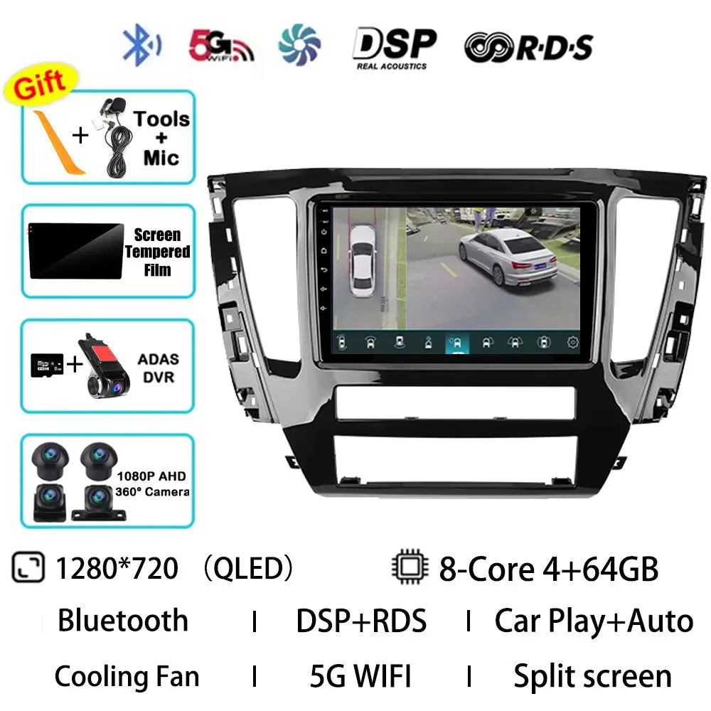 Android 15 Car Radio For Mitsubishi Pajero Sport 3 2020 - 2021 GPS Multimedia Player Navi Head Unit Stereo 360 Camera QLED Video