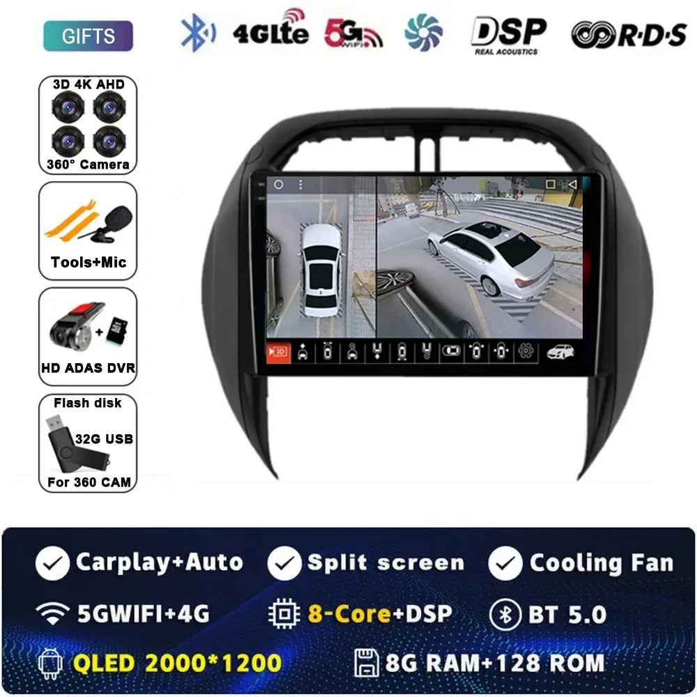 Android 15 Auto Radio For Toyota RAV4 RAV 4 2003 2004 2005 DSP Carplay GPS Navigation Multimedia Video Player Stereo 2din DVD