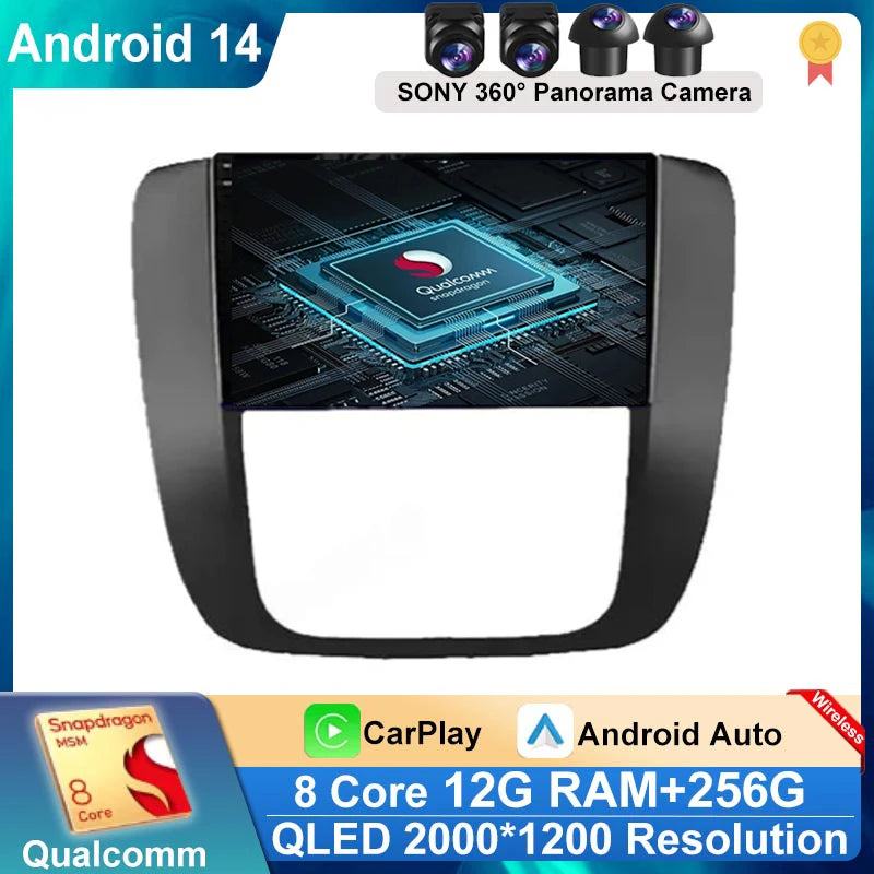 Android 14 Car Radio Multimedia For GMC Yukon 3 GMT 900 for Chevrolet Tahoe 3 III GMT900 2007 -2014 9" Screen Carplay Stereo GPS