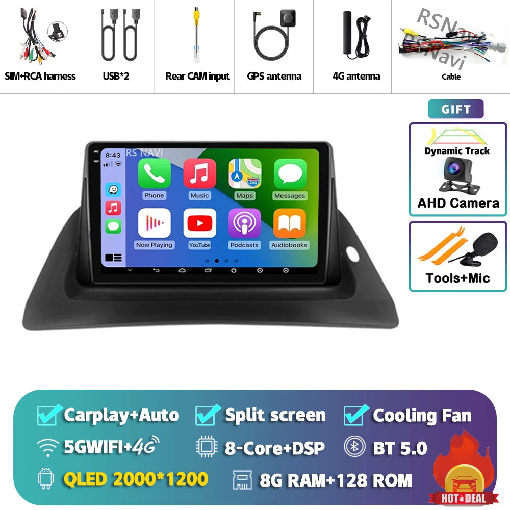 Android 14 Carplay Car Radio For Renault Kangoo 2009 2012 2015 2016 2017 2018 Multimedia Video Player Navigation Stereo 2din DSP