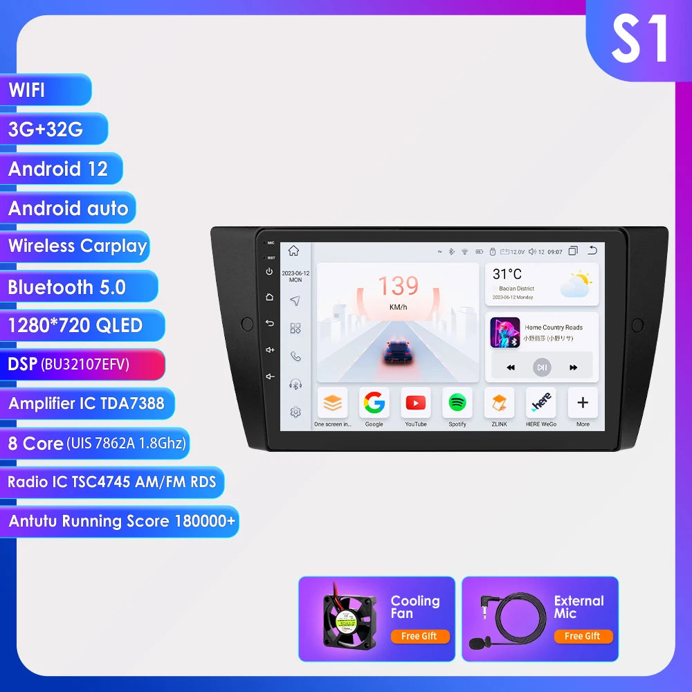 Hizpo Car Radio For BMW 3 Series E90 E91 E92 E93 2006-2012 Stereo Multimedia Wireless CarPlay Android Auto No 2 din 2din DVD RDS