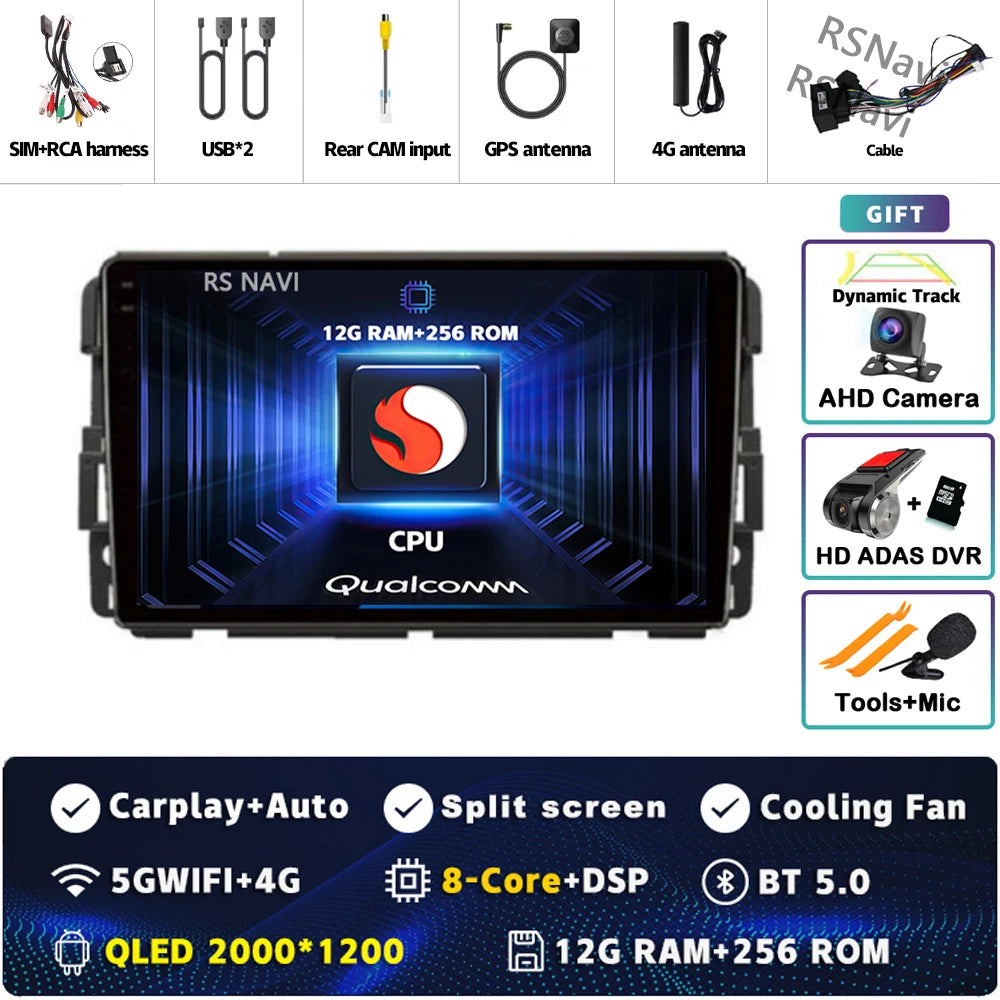 Android 14 Carplay Car Radio for Chevrolet Silverado Impala GMC Yukon Acadia Sierra Multimedia Video Player Navigation Stereo BT