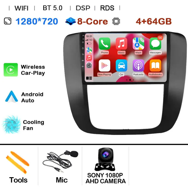 Android 14 Car Radio Multimedia For GMC Yukon 3 GMT 900 for Chevrolet Tahoe 3 III GMT900 2007 -2014 9" Screen Carplay Stereo GPS