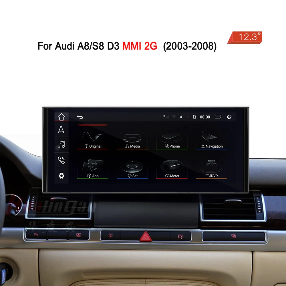 Hualingan 12.3 "car radio upgrade Android CarPlay multimedia for Audi A8 D3 original With aux retrofit touch screen Android Auto
