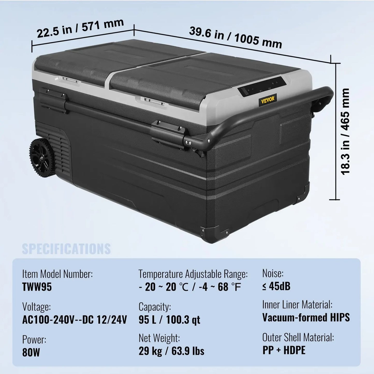 VEVOR 36L 40L 50L 58L 95L 115L Car Refrigerator, 12 Volt, Dual Zone Portable Freezer, Compressor Cooler for Home Camping RV Car