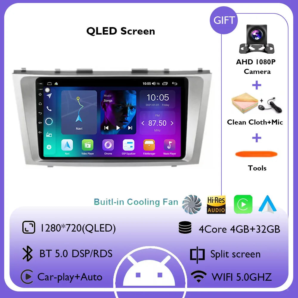 Android 14 Multimedia Player For Toyota Camry XV40 2005 - 2011 Wireless Carplay Auto Radio Car Radio 4G Navigation GPS RDS DSP