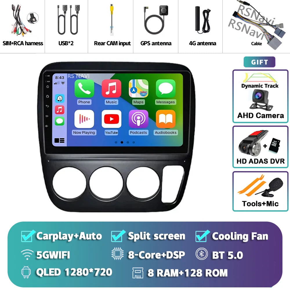 Android 14 Carplay Auto Car Radio For Honda CRV CR-V 1997-2001 Multimedia Video Player GPS Navigation Autoradio Stereo 2 Din DSP