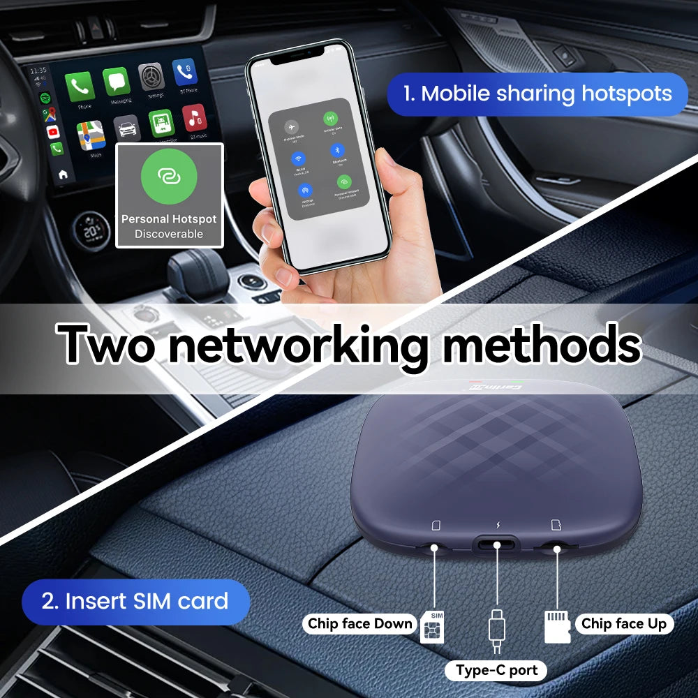 2025 NEW CarlinKit CarPlay Ai Box Qualcomm 8-Core Android 13 Wireless Carplay Android Auto Car Video TV Box WiFi SIM For Netflix