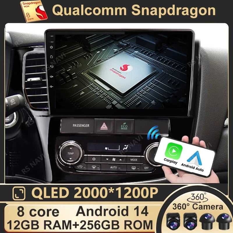 Android 14 Car Radio Multimedia Automotive Carplay Android Auto Wireless For Mitsubishi Outlander 3 2012-2018 Autoradio Stereo