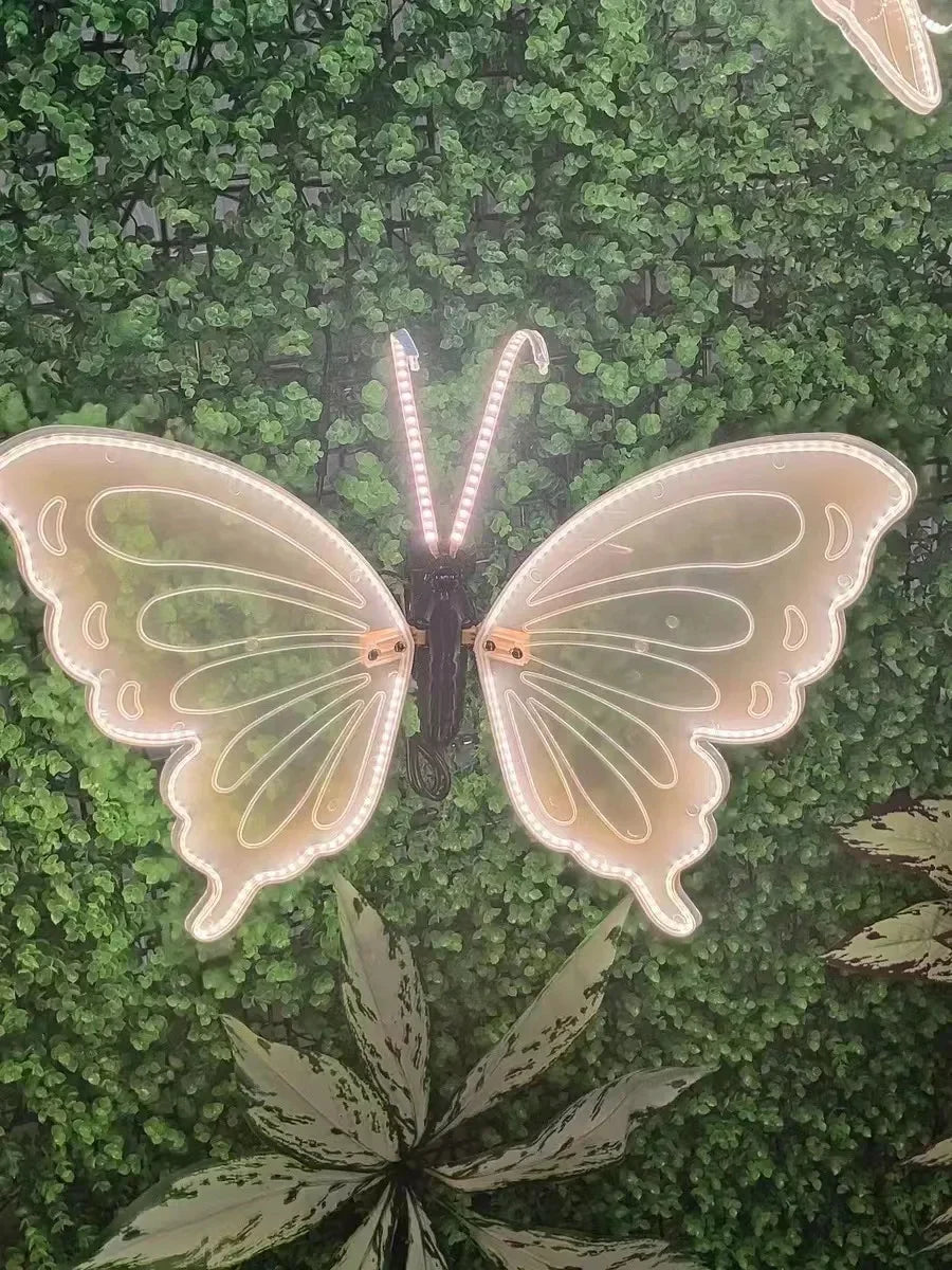 2pcs LED Outdoor Simulation Dynamic Static Butterfly Lights Holiday Party Home Christmas Decorations