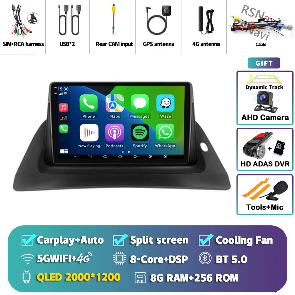 Android 14 Carplay Car Radio For Renault Kangoo 2009 2012 2015 2016 2017 2018 Multimedia Video Player Navigation Stereo 2din DSP
