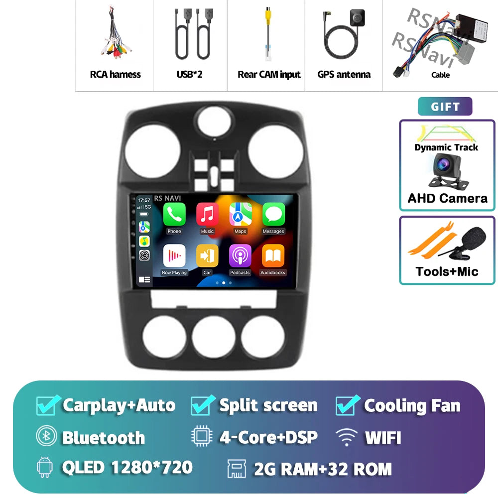 Android 14 Carplay For Chrysler PT Cruiser 2000-2010 2 Car Radio Multimedia Player Din GPS Navigation Autoradio Stereo Head Unit