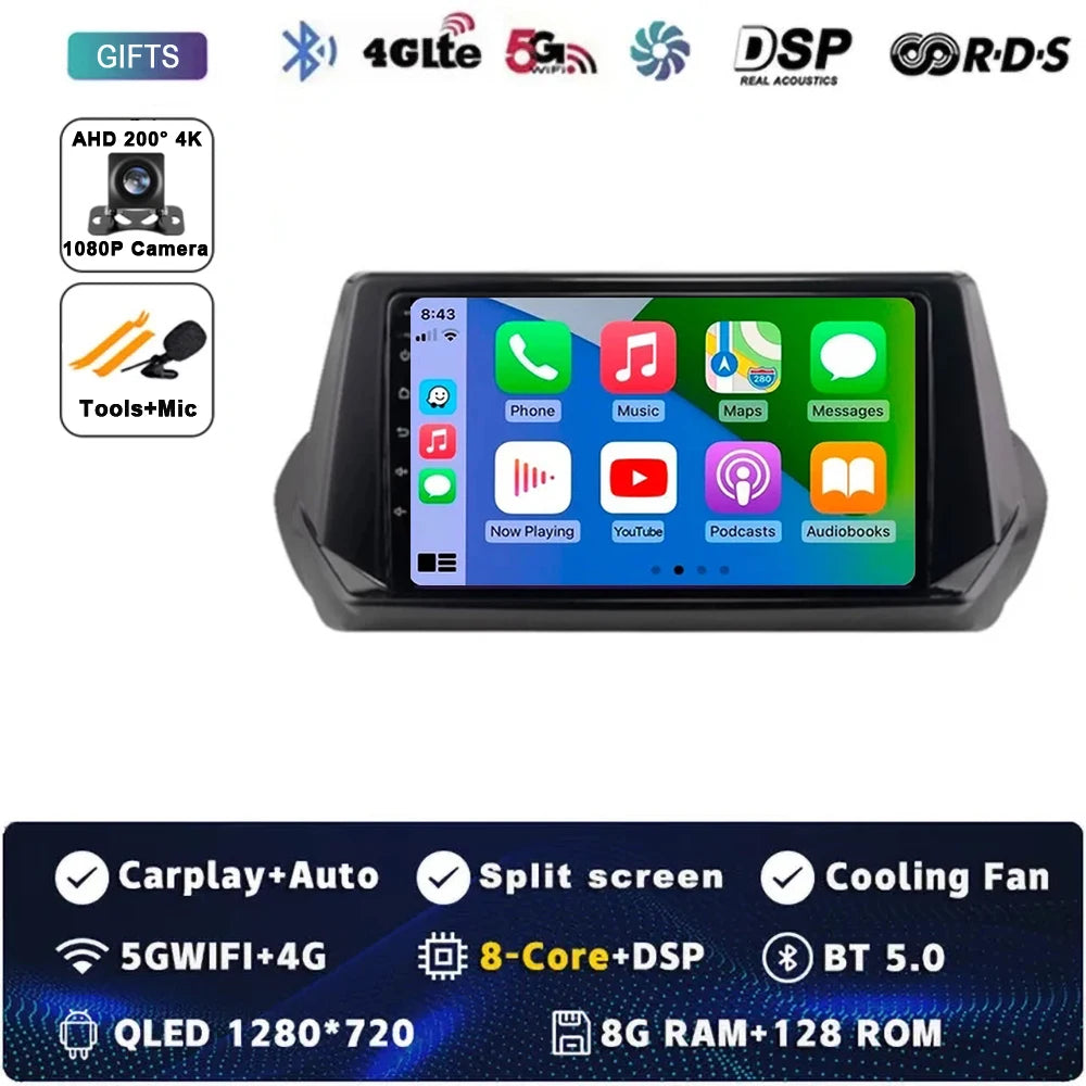 Android 15 Carplay Auto For Peugeot 2008 208 2019 2020 2021 2022 Car Radio Multimedia Video Player Navigation GPS No 2Din 2 Din