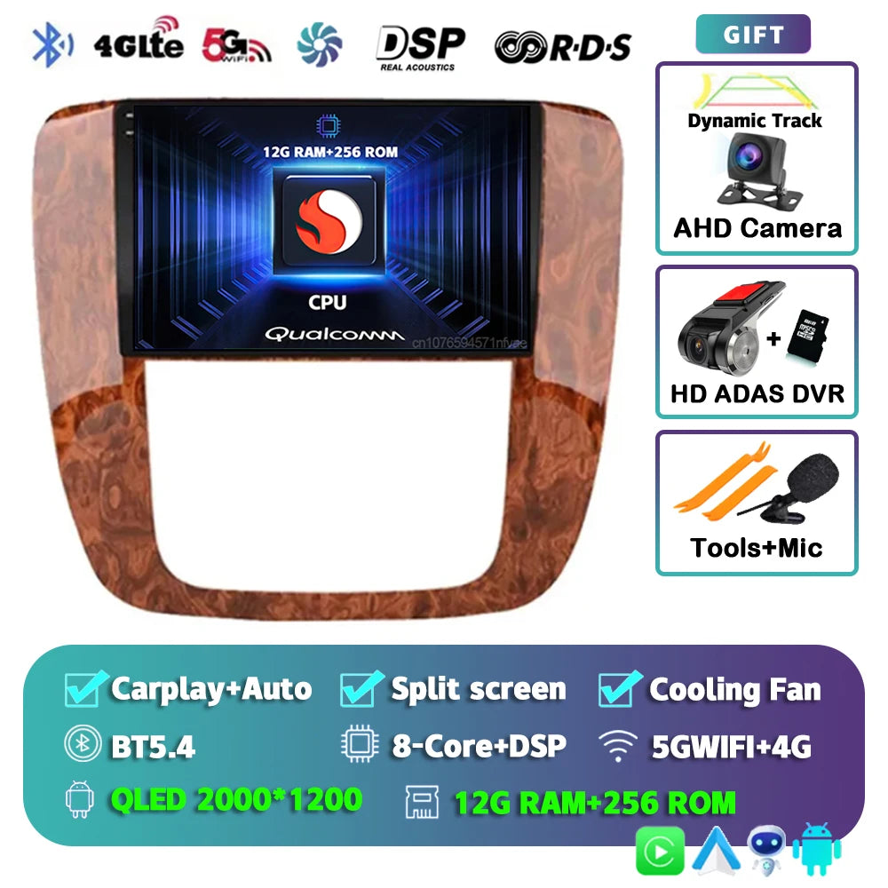 Android 14 Car Radio For GMC Yukon Chevrolet Tahoe Suburban 2008-2012 Carplay Multimedia Video Player Navigation Stereo 2 Din BT