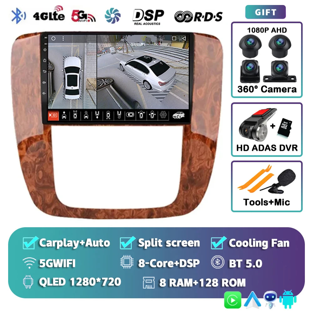 Android 14 Car Radio For GMC Yukon Chevrolet Tahoe Suburban 2008-2012 Carplay Multimedia Video Player Navigation Stereo 2 Din BT