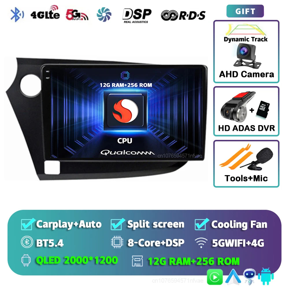 Android 14 Carplay Auto Car Radio Multimedia Player For HONDA INSIGHT 2009-2014 Navigation Autoradio GPS Stereo 2din Head Unit