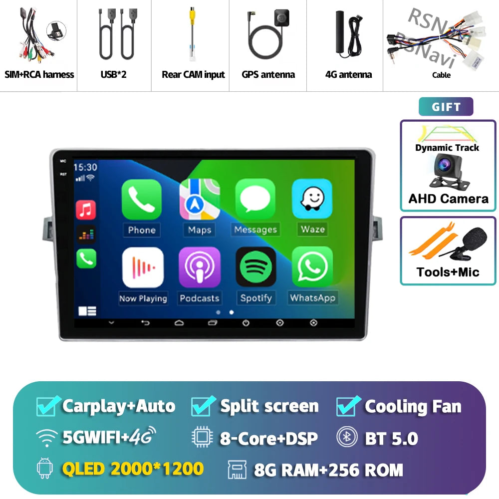 Android 14 Car radio Navigation Multimedia Player For Toyota Verso 2010 2011 2012 2013 2014 2015 2016 Carplay Auto Stereo video
