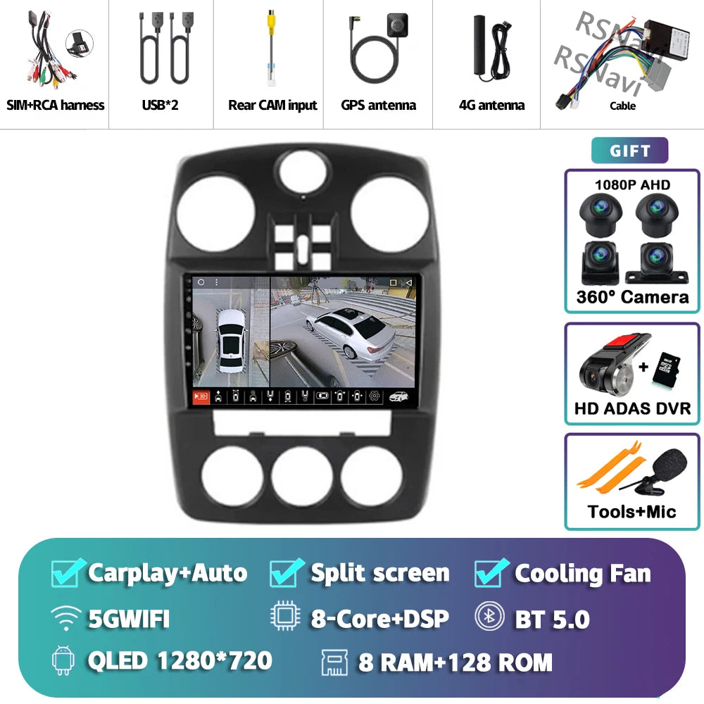 Android 14 Carplay For Chrysler PT Cruiser 2000-2010 2 Car Radio Multimedia Player Din GPS Navigation Autoradio Stereo Head Unit