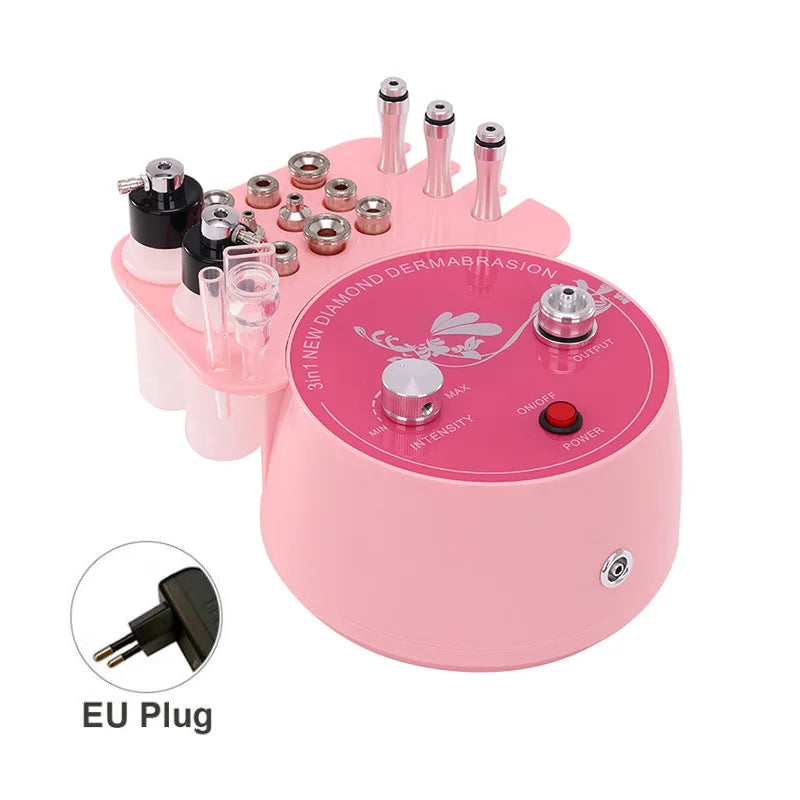 Pink Diamond Microdermabrasion Machine Facial 3 in 1 Professional Blackhead Removal Acne Clearning Anti Aging Skin care Tool