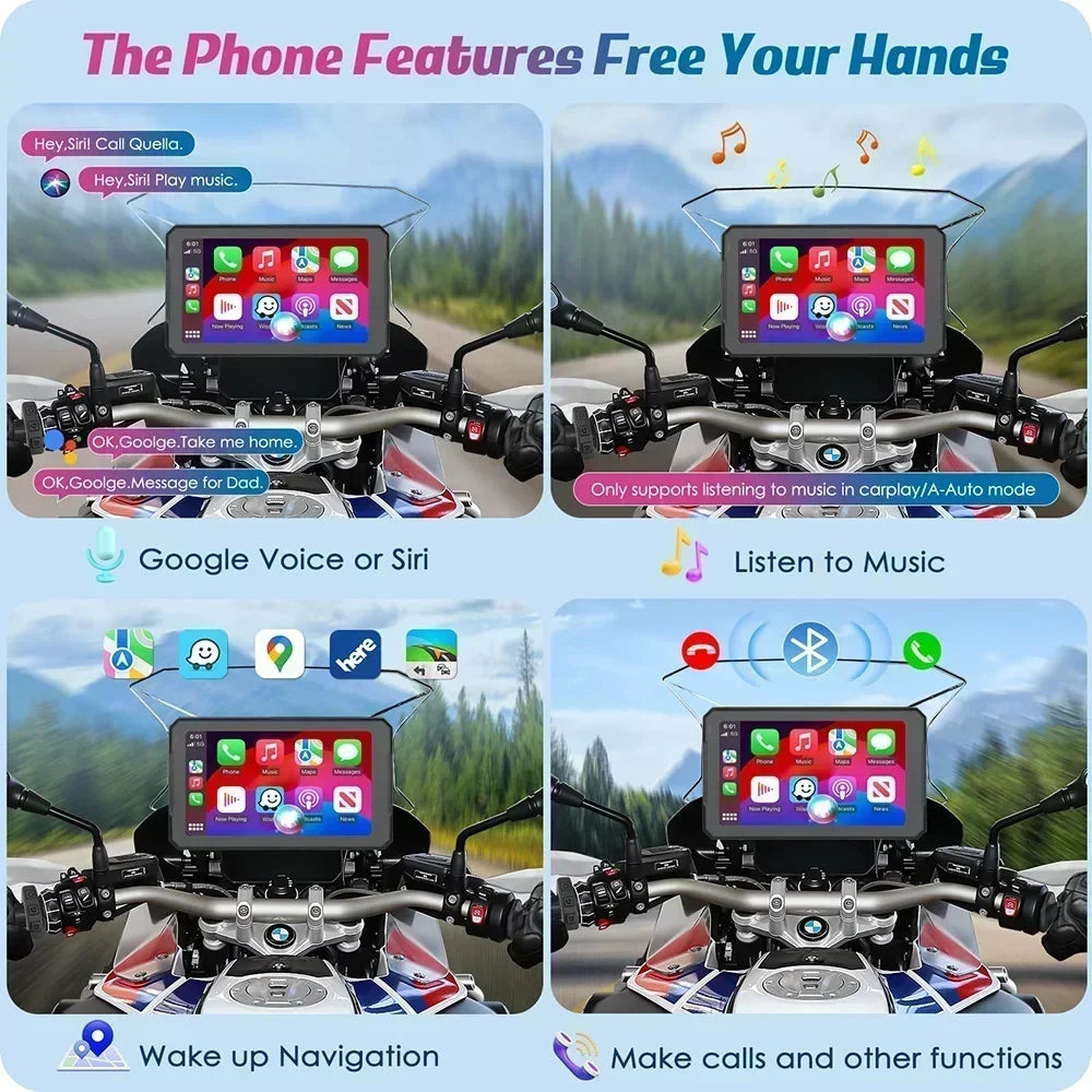 7 Inch GPS Motoplay for BMW Motorcycles Navigation Carpuride Mota BMW Navigator Carplay Screen Motorcycle Waterproof Display