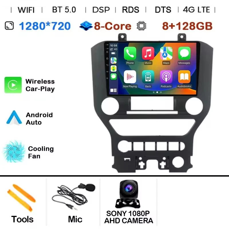 Android 14 9'' Car Radio For Ford Mustang 6 VI S550 2014 - 2021 Auto Carplay Multimedia Vedio player Navigation GPS 4G WIFI GPS