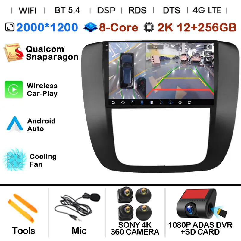 Android 14 Car Radio Multimedia For GMC Yukon 3 GMT 900 for Chevrolet Tahoe 3 III GMT900 2007 -2014 9" Screen Carplay Stereo GPS