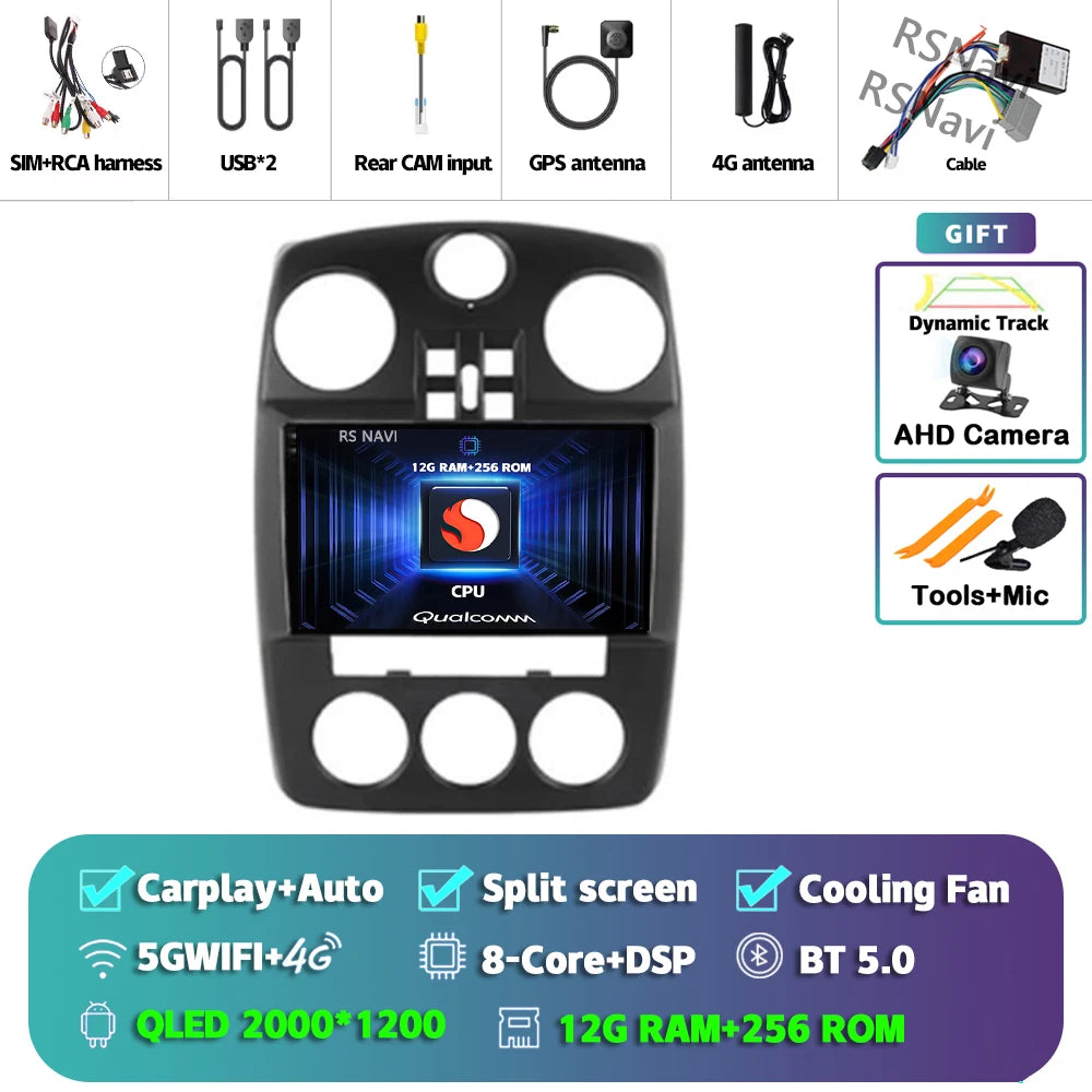 Android 14 Carplay For Chrysler PT Cruiser 2000-2010 2 Car Radio Multimedia Player Din GPS Navigation Autoradio Stereo Head Unit